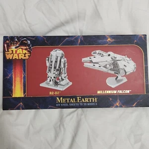Star Wars Metal Earth 3-D Metal Model Kit R2-D2 & Millennium Falcon Fascinations - Picture 1 of 5