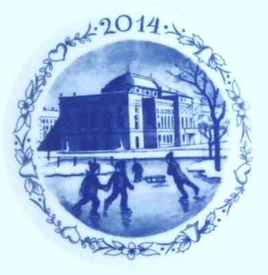 ROYAL COPENHAGEN 2014 Christmas Plaquette New in Box - Ice Skating in Copenhagen