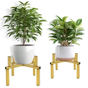 Adjustable Metal Plant Stand Indoor - Mid-Century, 6-12 inch Pot, Gold, No Pot - Picture 1 of 6