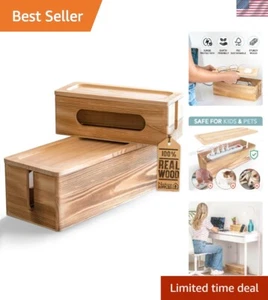 Real Wood Cable Organizer Box Set - Hide Wires & Power Strips with Accessories - Afbeelding 1 van 10