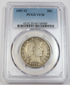 1907 O PCGS VF30 | Silver Barber Half Dollar - 50c US Coin #41901A - Picture 1 of 2
