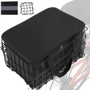 Bike Basket Rear Folding Bike Basket with Removable Liner Bag Metal Ebike Bas... - Picture 1 of 7