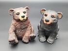 2 Vintage 1998 Art Line Resin Brown Bear Cub & Black Bear Cub 6 1/2" Figurine