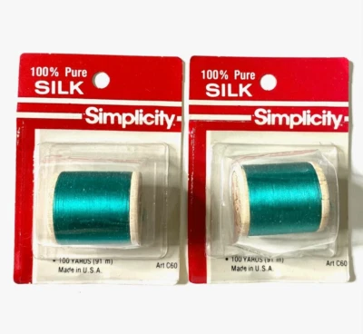 (2) 100% Pure Silk Thread 200 Yards Size A Green Wooden Spool BELDING CORTICELLI - Image 1 of 3