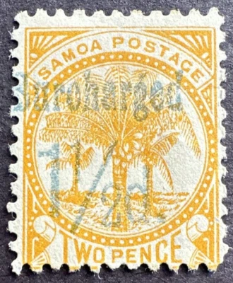 Samoa 1895 Sc# 24 MNG 11/2d en dos peniques con recargo Foto 1 de 2