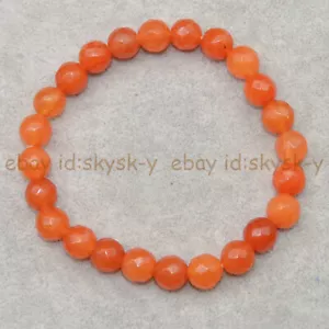 8mm Faceted Natural Orange Topaz Round Gems Beads Necklace 18'' Bracelet 7.5'' - Picture 1 of 24