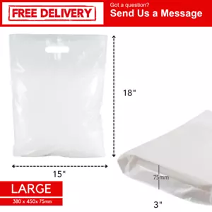 More details for white patch handle plastic carrier bags for retail, supermarket - all sizes