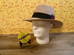 DESIGNER COLLECTION Aspin Vintage Herren 100% Wolle Fedora Beige Größe L - Bild 1 von 15