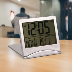 Folding Digital Alarm Clock Desk Electronic Clock LCD Digital Table Temperature - Picture 1 of 9