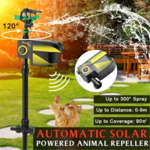 Lawn Solar Powered Motion Sensor Activated Animal Repeller Water Sprinkler Tool - Picture 1 of 11