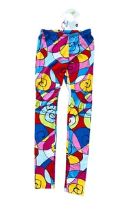 Three Friends Girls Mosaic Pink Blue Yellow Geometric Peggy Leggings sz 14 NWT - Picture 1 of 6