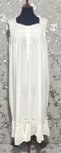 SoieRose 100% White Cotton Sleeveless Victorian Nightgown - SR-1024 - Picture 1 of 7
