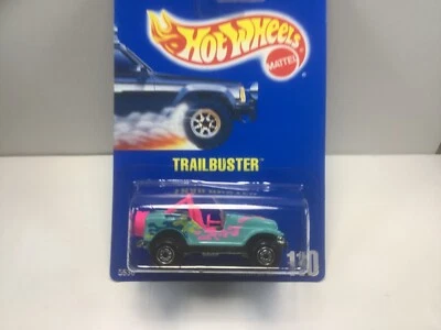 Hot Wheels Trailbuster Jeep New Model Series #110  NRFP 1990 Turquoise 1:64 - Image 1 of 4