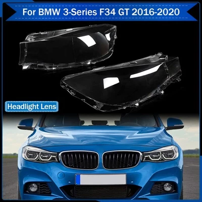 Pair Front Headlight Lens Clear Cover For BMW 3 Series F34 GT 330 340i 2016-2020 Foto 1 de 4