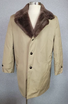 Abrigo Parka De Colección LL Bean Para Hombres Plumón de Ganso Aislado Cuello Mouton Beige Escritura 44 Foto 1 de 4