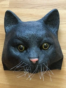 Black Cat Realistic Mask Latex Halloween - Picture 1 of 3