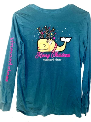 Vineyard Vines long sleeve t-shirt top Youth XL 16 Christmas whale pocket cotton - Image 1 of 4