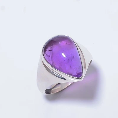 Amatista - Mashamba 925 Plata de Ley Solitario Hecho a Mano Anillo s.9 R27 A392 Foto 1 de 4