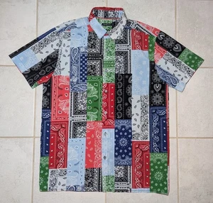 Drill Clothing Men's Medium Handkerchief Bandana Paisley Button Front Shirt - Picture 1 of 7