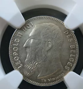 BELGIUM 50 centimes 1909 NGC MS 64 BU UNC Leopold II Silver French Des Belges - Picture 1 of 3