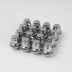 Set of 16 Chrome M12 x 1.25, 21mm Hex Flat Seat Alloy Wheel Nuts fits Nissan OEM - Picture 1 of 2