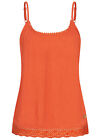 Damen Eight2Nine Top Krepp Blusen Shirt Häkelbesatz orange B20052461 