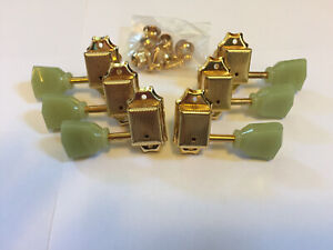 Vintage Style (Gibson) 3x3 "Green Keystone" Tuners - Gold