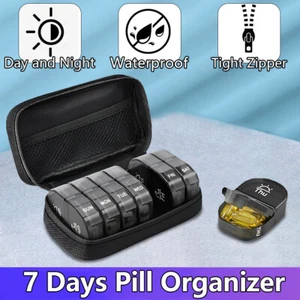Large Capacity Pill Box 7 Day Boxes AM/PM Weekly Pill Organizer Medicine Box AU - Picture 1 of 13