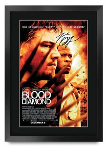 Carteles firmados enmarcados con diamantes de sangre impresos A3 autógrafo Leonardo DiCaprio fan - Imagen 1 de 7