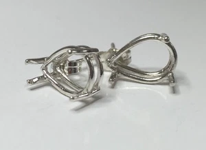 Two Pear Sterling Silver Cast Wire Pre-Notched Earring Settings (6x4-12x8mm) - Picture 1 of 3