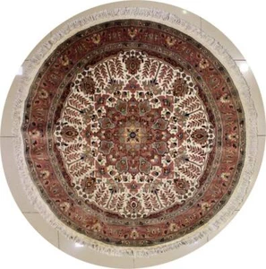 Rugstc 6x6 Pak Persian Ivory Area Rug, Hand-Knotted,Floral with Silk/Wool Pile - Picture 1 of 5