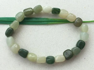 6-10mm Certified 100% natural Hotan Jade old Hetian Irregular beads bracelet 663 - Picture 1 of 11