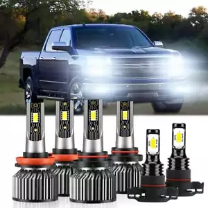 For Chevy Silverado 1500 2007-2015 - 6x 6500K LED Headlight Hi/Low&Fog Bulbs Kit - Picture 1 of 11