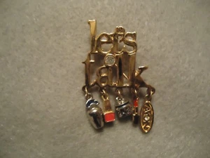 * Vintage AVON Emaille Strass "Lets Talk" Charm Brosche Anstecknadel - Bild 1 von 4