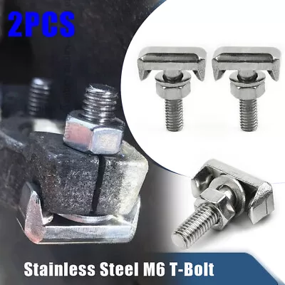 2x Car Battery Cable Terminal Connector Stainless Steel T-Bolt For Chevrolet GMC • 6.23€