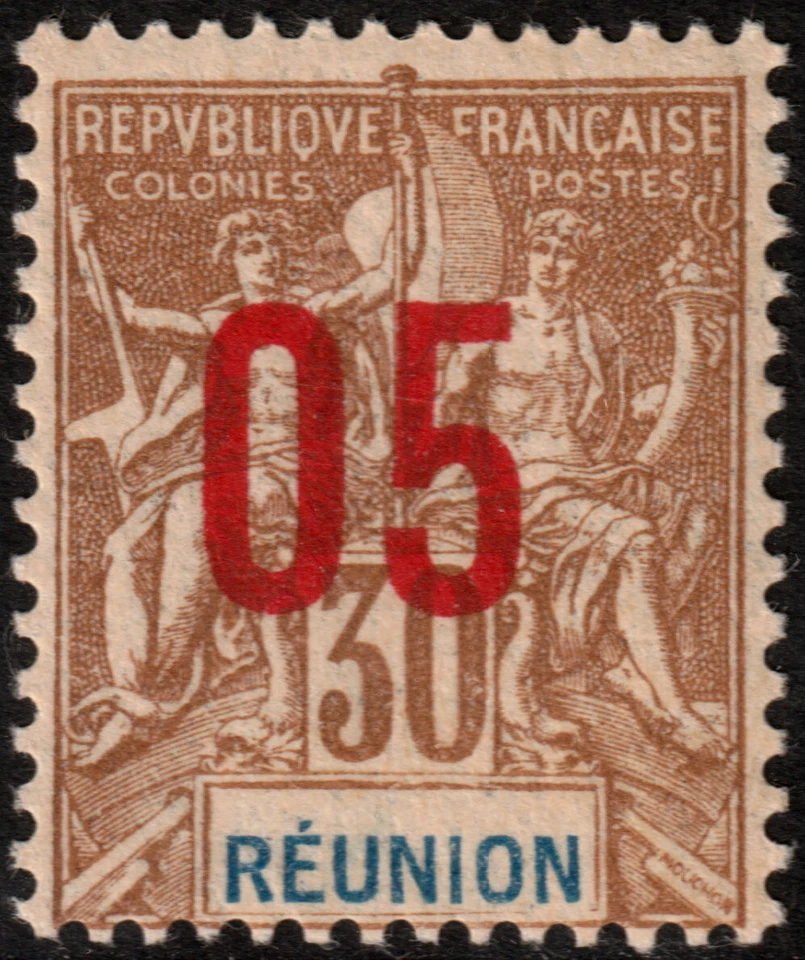 ✔️ FRANCE REUNION 1912 - OVERPRINT - Sc. 103 MNH ** OG [3.15.1] - Image 1 of 1