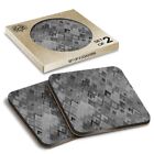 2 x Boxed Square Coasters - BW - Pretty Abstract Tribal  #38377