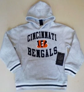 CINCINATTI BENGALS HOODED SWEATSHIRT HOODIE YOUTH S M L GRAY NWT 100% POLYESTER - Picture 1 of 2