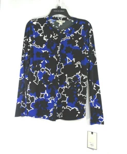 Dana Buchman Womens Top Sz S Blue Floral NWT - Picture 1 of 3