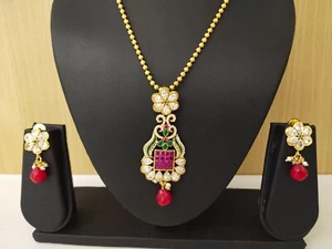 Juego de Colgante de Cadena de Joyería de Boda India Bollywood Étnico Enchapado en Oro - Imagen 1 de 2