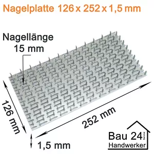 Piastre unghie dentate 126x252x1,5 mm connettori legno connettori piatti in acciaio - Foto 1 di 4