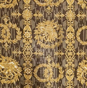 Vintage HEXTER “Gaillard” Fabric Brown Tan Yellow Design 1950s/1960s (7yd x 53w) - Picture 1 of 6
