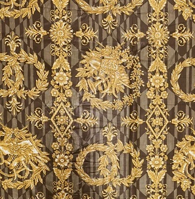 Vintage HEXTER “Gaillard” Fabric Brown Tan Yellow Design 1950s/1960s (7yd x 53w) - Image 1 of 4