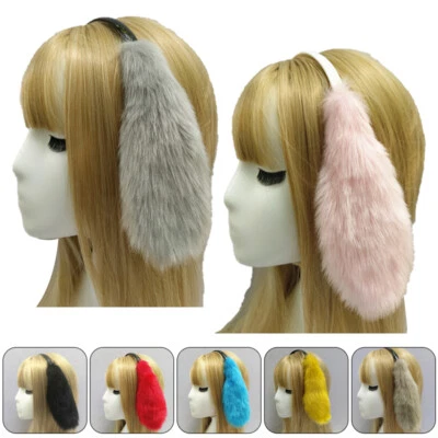Furry Plush Dog Rabbit Ear Headband Lop Ear Animal Anime Cosplay Hair Hoop - Image 1 of 4
