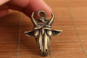 Serpiente de bronce china VS oveja estatua figura colgante netsuke netsuke coleccionable - Imagen 1 de 7