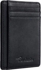 Travelambo Slim Wallet Tasche Minimalistisch Leder RFID Schutz Diebstahlschutz - Bild 1 von 11