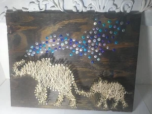 Elephant Handmade String Folk Art Wall Hanger - Picture 1 of 7