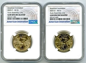 2025 $1 P D MICHIGAN AUTO ASSEMBLY NGC GEM UNC AMERICAN INNOVATION DOLLAR SET - Picture 1 of 2