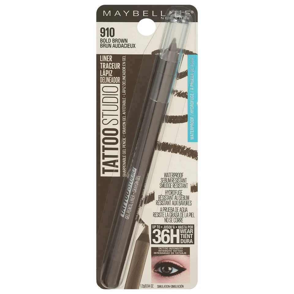 Maybelline Tattoostudio Waterproof Long Wearing Eyeliner Pencil Bold Brown