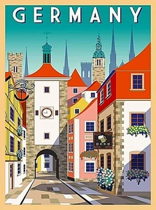 Germany Village Street Retro Home Collectible Wall Decor Travel Art Poster Print - Picture 1 of 1